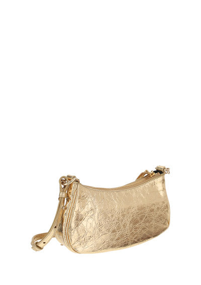 Le Cagole Mini Purse With Chain Metallized With Rhinestones - Golden