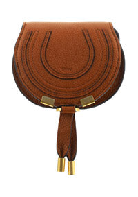 Marcie Nano Saddle Bag in Grained Calfskin - Tan
