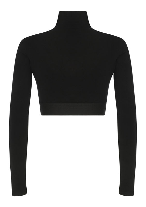 Long-sleeved Jersey Top with Branded Elastic - Black
