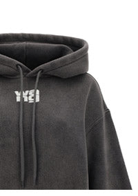Puff Logo Hoodie in Terry - Grey