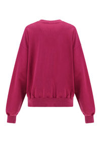 Brushstroke Logo Print Crewneck Sweatshirt - Fuchsia