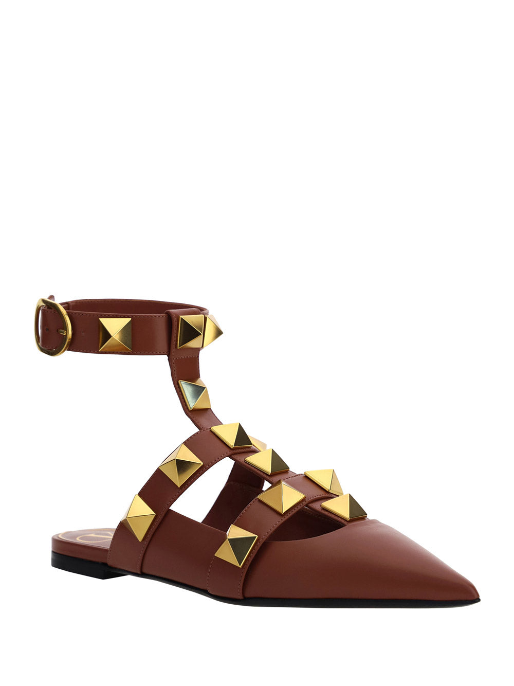 Roman Stud Ballet in Calfskin - Tan