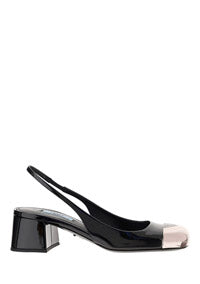 Patent Leather Slingback Pumps - Black.