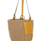 Large Basket in Fair Trade Paper & Shiny Calfskin - Natural / Yellow