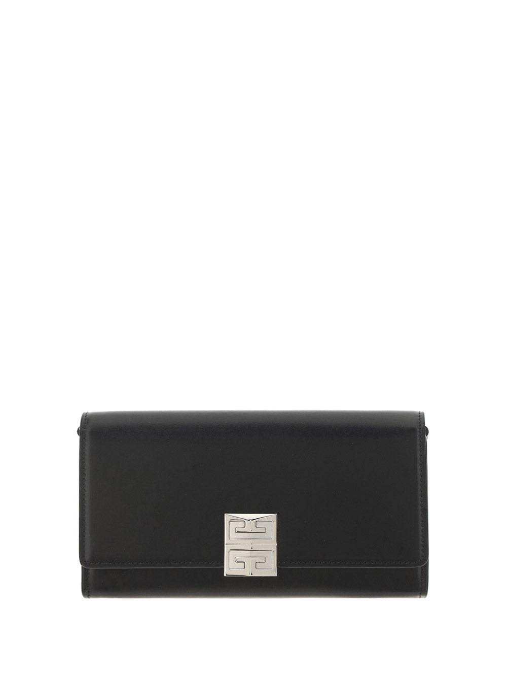 4g Wallet in Box Leather With Chain - Black.