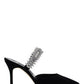 Lutara Velvet Crystal Embellished Mules - Black