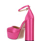 Satin Platform Pumps - Pink