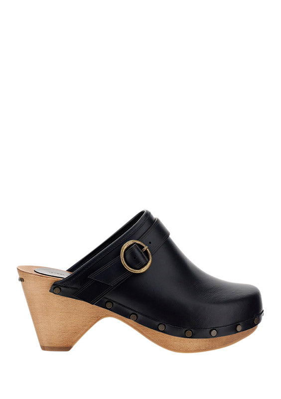 Titya Leather Clogs - Black