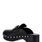 Studded Leather Clogs - Black