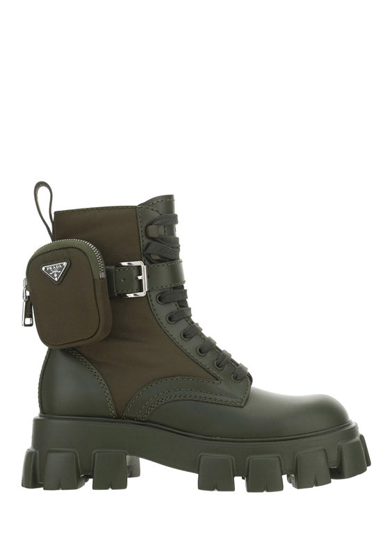 Monolith Leather and Nylon Fabric Boots - Military Green