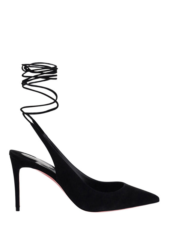 Lace-Up Kate Suede 85 Pumps - Black