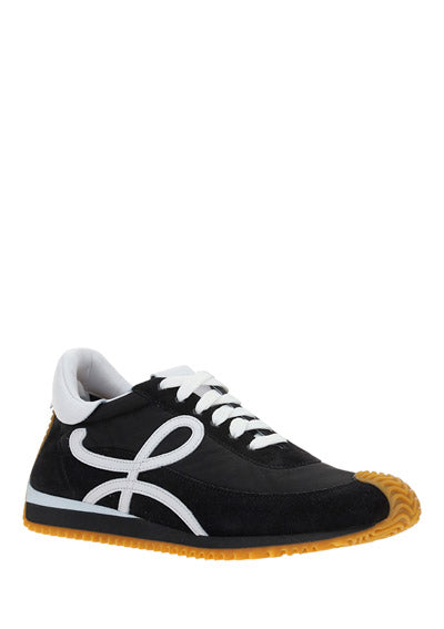Flow Runner in Nylon & Suede - Black / White