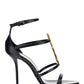 Cassandra Sandals in Smooth Leather with Gold-toned Monogram - Black