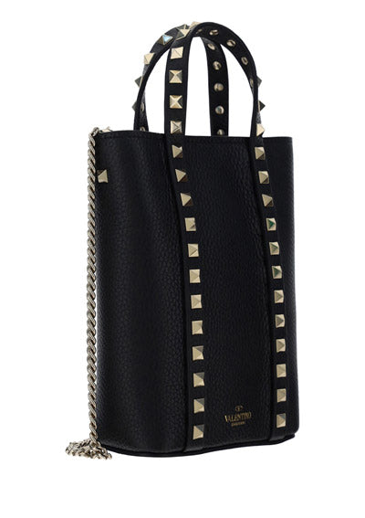 Rockstud Calfskin Leather Tote - Black.