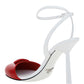 Brushed Leather Pumps - White / Red