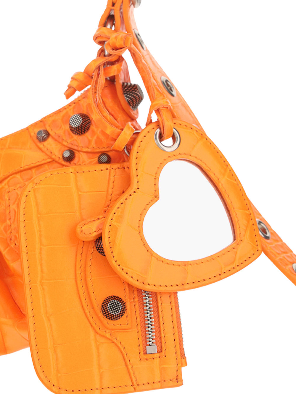 Le Cagole XS Shoulder Bag Crocodile Embossed - Orange
