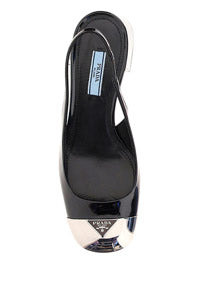Patent Leather Slingback Pumps - Black.
