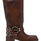 Buckled Knee-high Boots - Brown