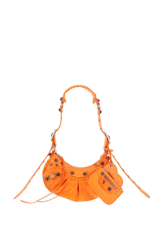 Le Cagole XS Shoulder Bag Crocodile Embossed - Orange