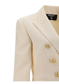 Grain de Poudre Double-Breasted Jacket - White