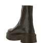 Zipped Boot in Leather - Khaki Green