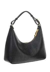 Small Moon Cut Out Bag in 4G Coated Canvas - Black.