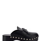 Studded Leather Clogs - Black