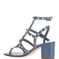 Rockstud Calfskin Ankle Strap Sandal 60 MM - Azure