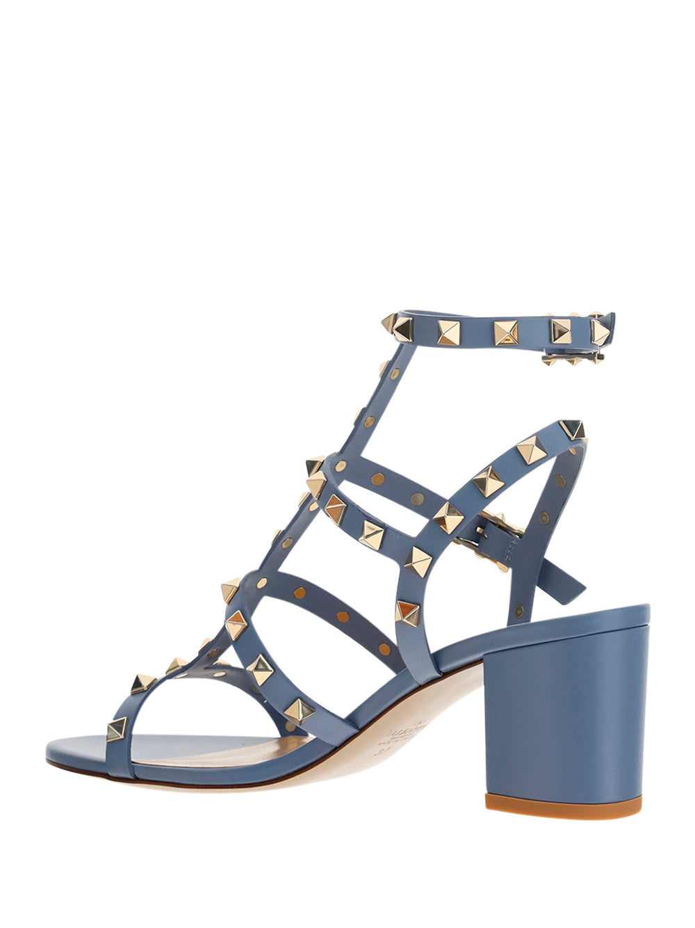 Rockstud Calfskin Ankle Strap Sandal 60 MM - Azure