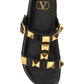 Roman Stud Slide Sandal In Calfskin - Black