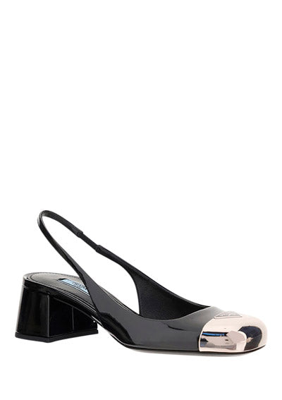 Patent Leather Slingback Pumps - Black.