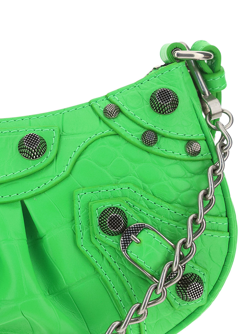 Le Cagole Mini Purse With Chain Crocodile Embossed - Green