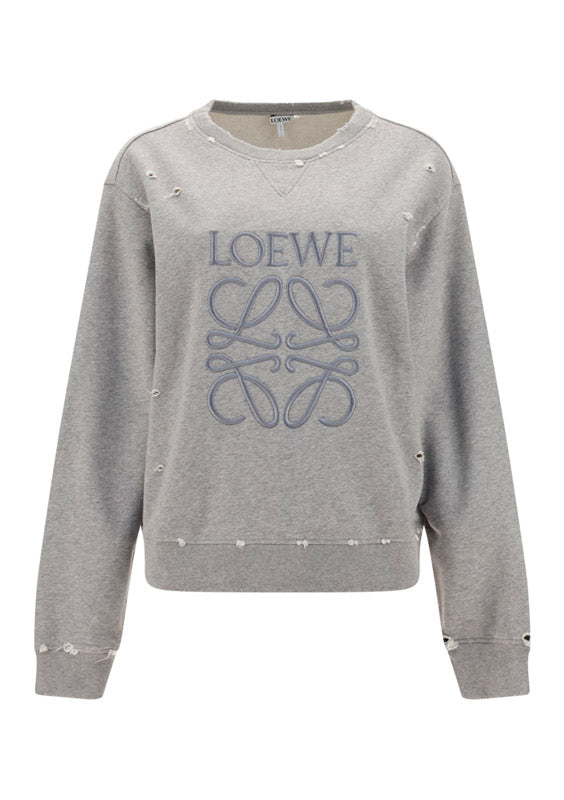 Distressed Anagram Sweatshirt in Cotton - Grey Melange