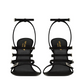 Jerry Sandals in Crepe Satin and Rhinestones - Black