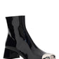 Patent Cap-Toe Ankle Booties - Black