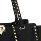 Medium Grainy Calfskin Rockstud Bag - Black