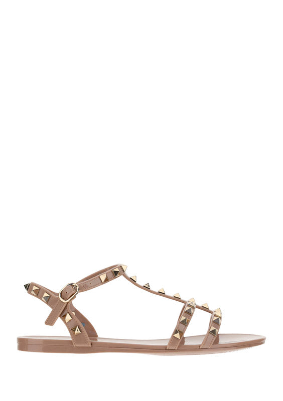 Rockstud Flat Rubber Sandals - Poudre