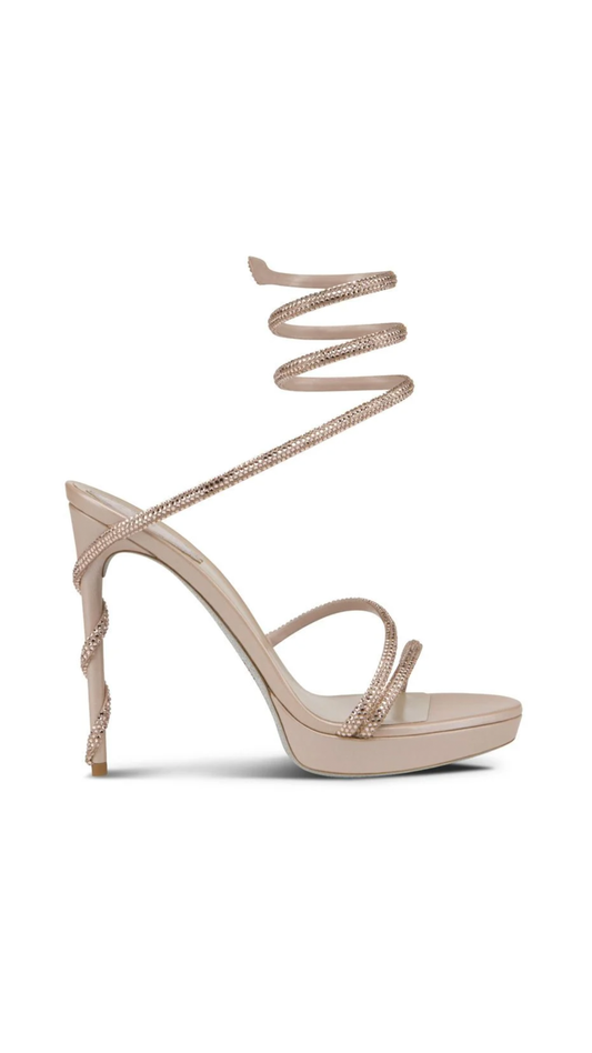 Margot Crystal Platform Sandal 120 - Eggshell
