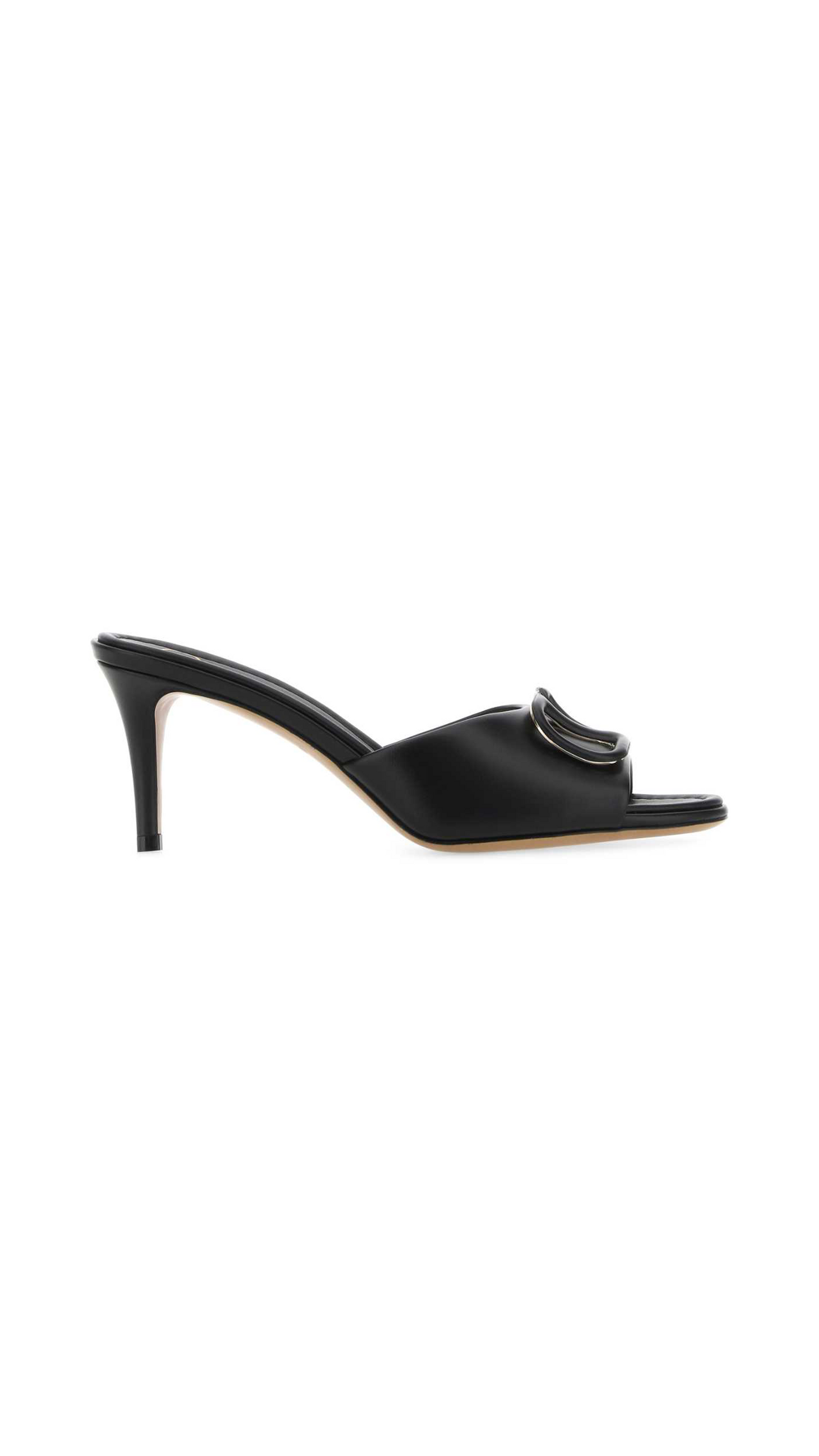 Heel Sandals with Tonal Vlogo  - Black