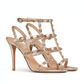 Rockstuds Metallic Calfskin Leather Ankle Strap Sandal 100MM - Skin