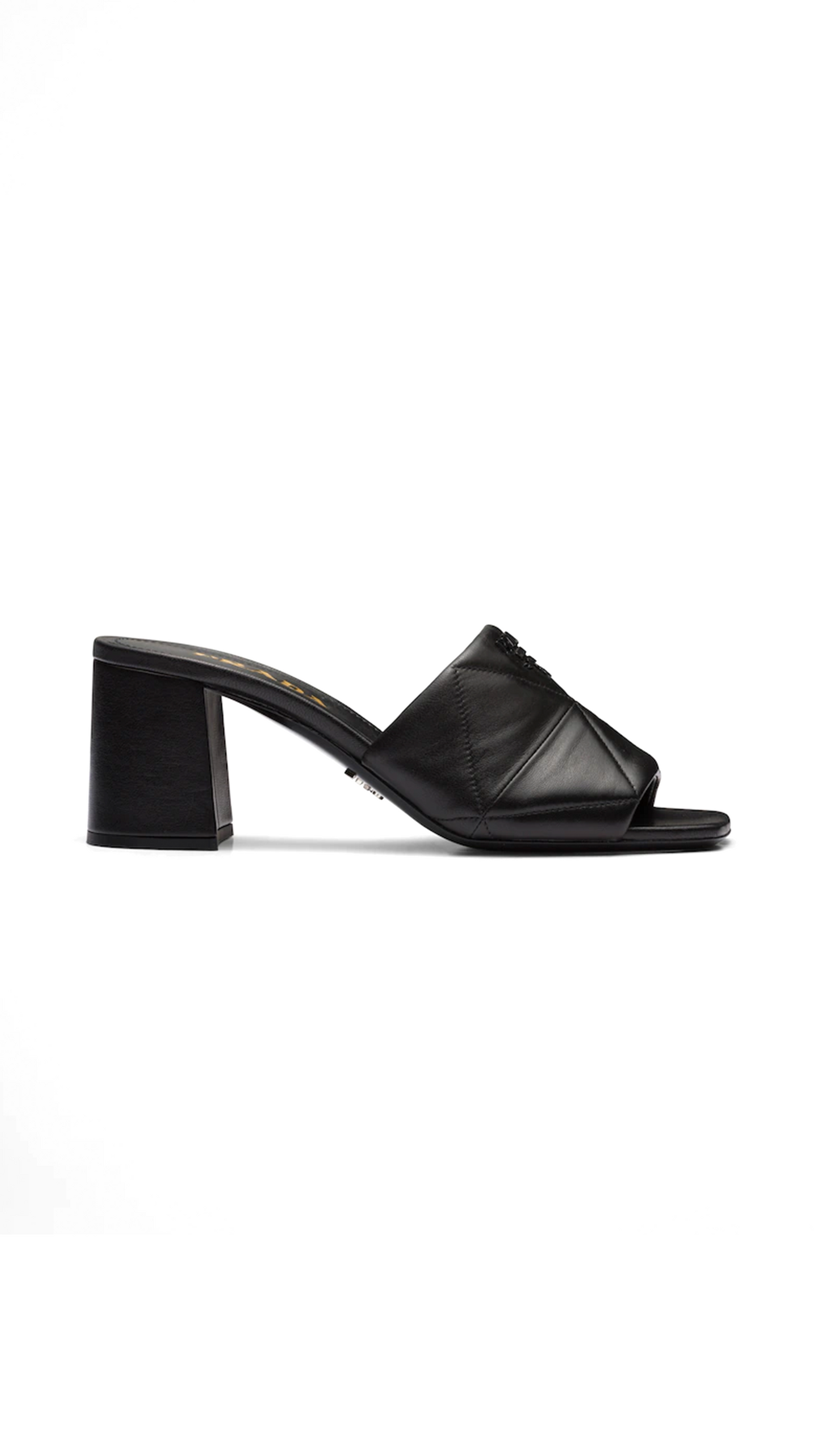 Quilted Nappa Leather Heeled Sandal - Black