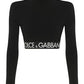 Long-sleeved Jersey Top with Branded Elastic - Black