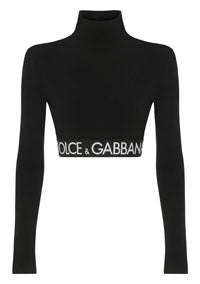 Long-sleeved Jersey Top with Branded Elastic - Black