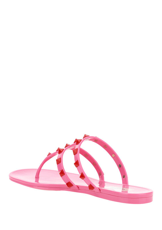 Rockstud Flat Rubber Sandal - Pink.