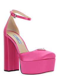 Satin Platform Pumps - Pink