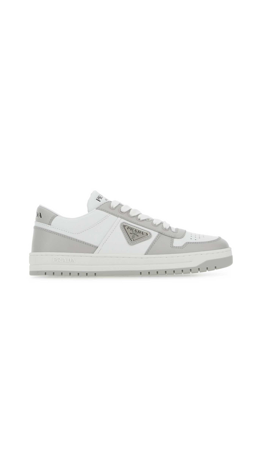 Downtown Perforated Leather Sneakers - Grey/White