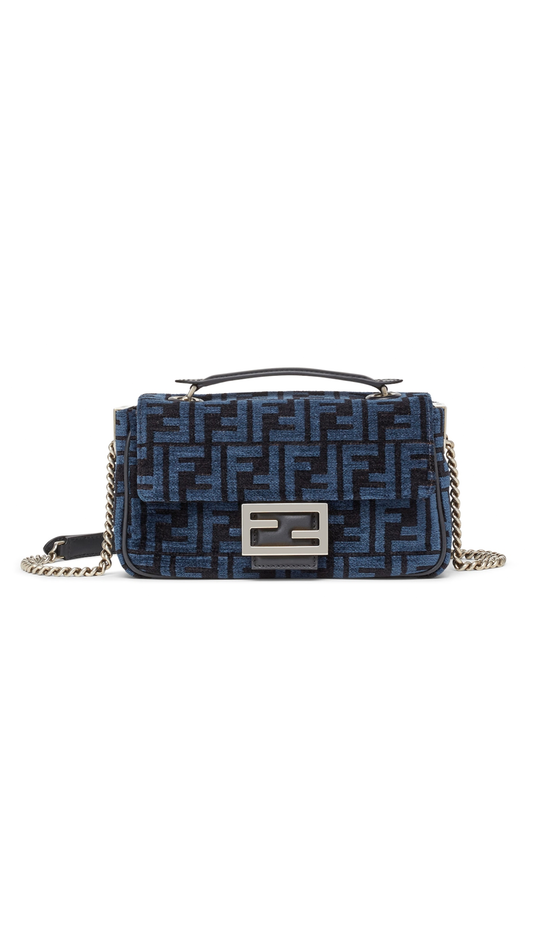 FF Tapestry Baguette Chain Midi Bag - Blue