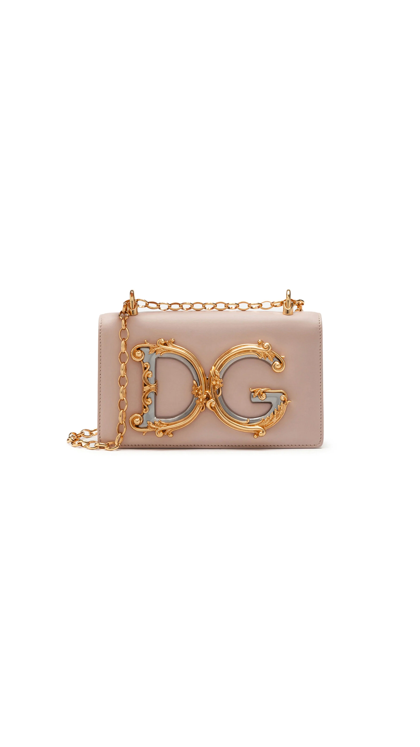 Calfskin DG Girls Phone Bag - Pale Pink