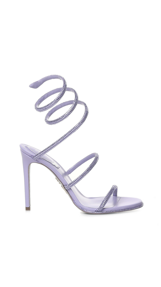 Cleo Crystal Satin Sandal - Lilac