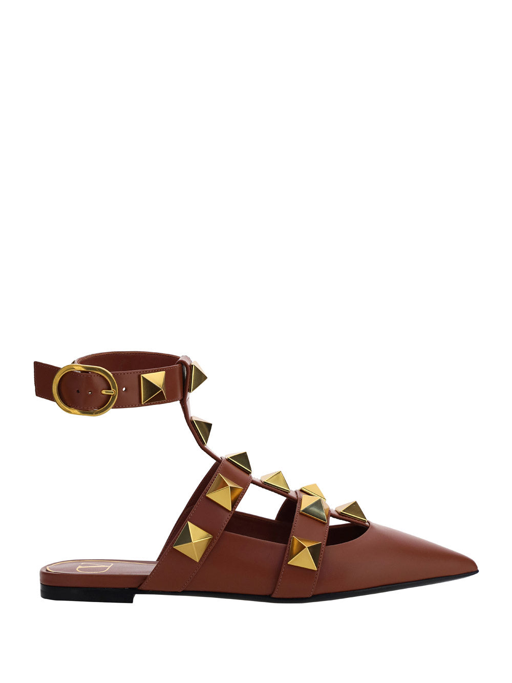 Roman Stud Ballet in Calfskin - Tan